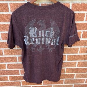 Rock Revival Men’s T-Shirt Medium Burgundy Short Sleeve Made in USA